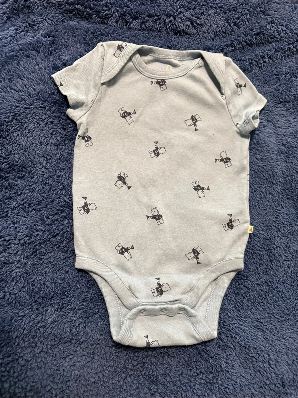 GAP Light Blue Baby Bodysuit with Bear Print